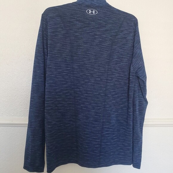 Under Armour Seamless 1/4 Zip Long Sleeve Shirt 1347752 Sz M Blue Heat Gear - Picture 13 of 14